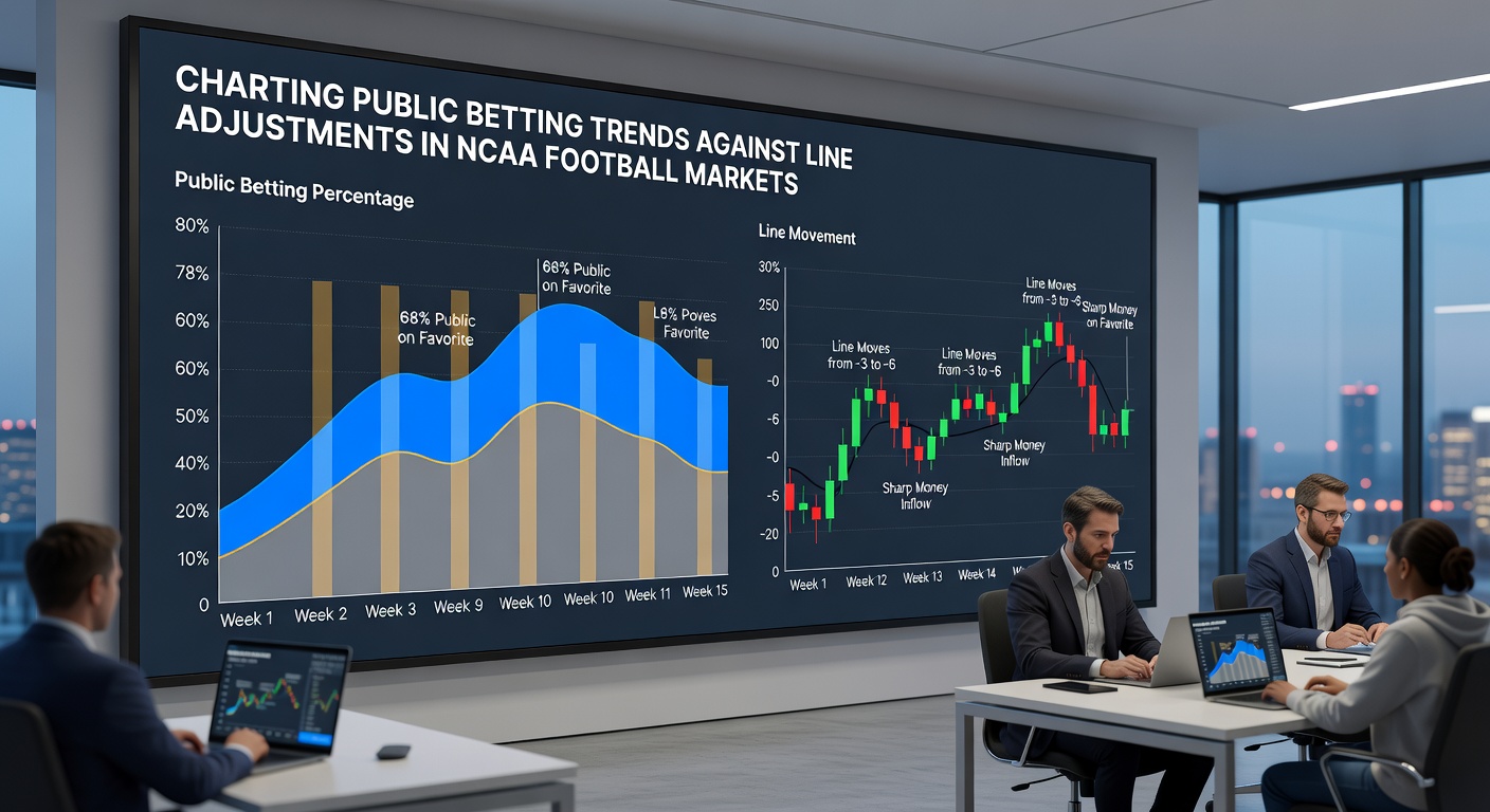Detaillierte Grafik zu Linienanpassungen und öffentlichen Wetten im NCAA-Football