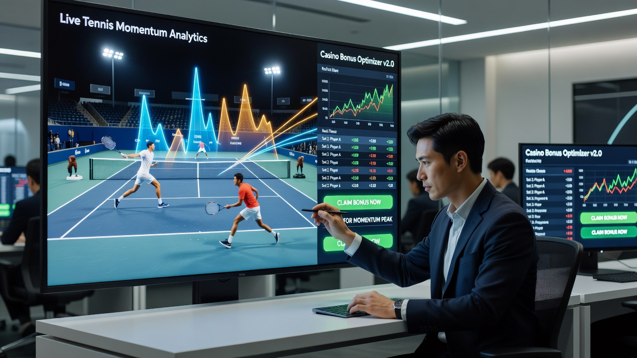 Live-Tennis-Statistiken auf einem Tablet mit Fokus auf Satzwechsel und Bonus-Indikatoren