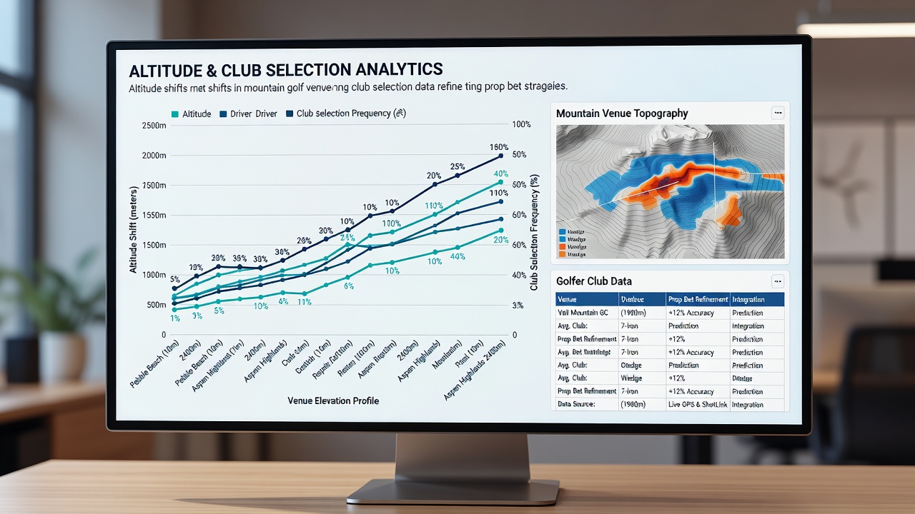Analyse-Dashboard mit Club-Auswahl und Höhenkurven für Golf-Wetten
